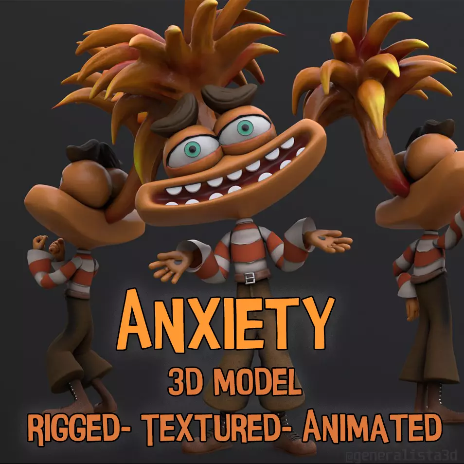 Anxiety from Inside Out Renderable 3D model_0