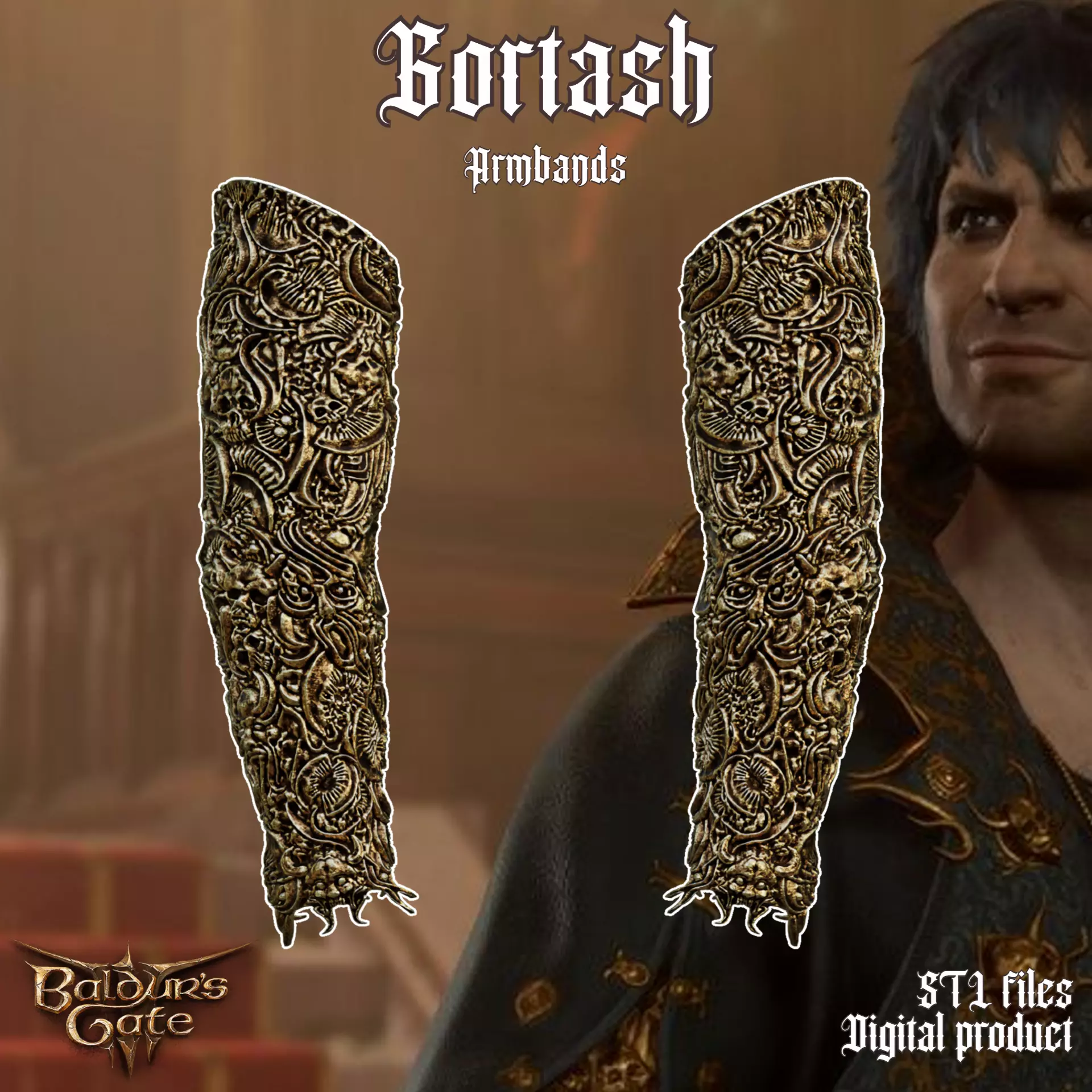 Gortash Fantasy Cloth of Authority Armbands Baldurs Gate 3 3D print model_0