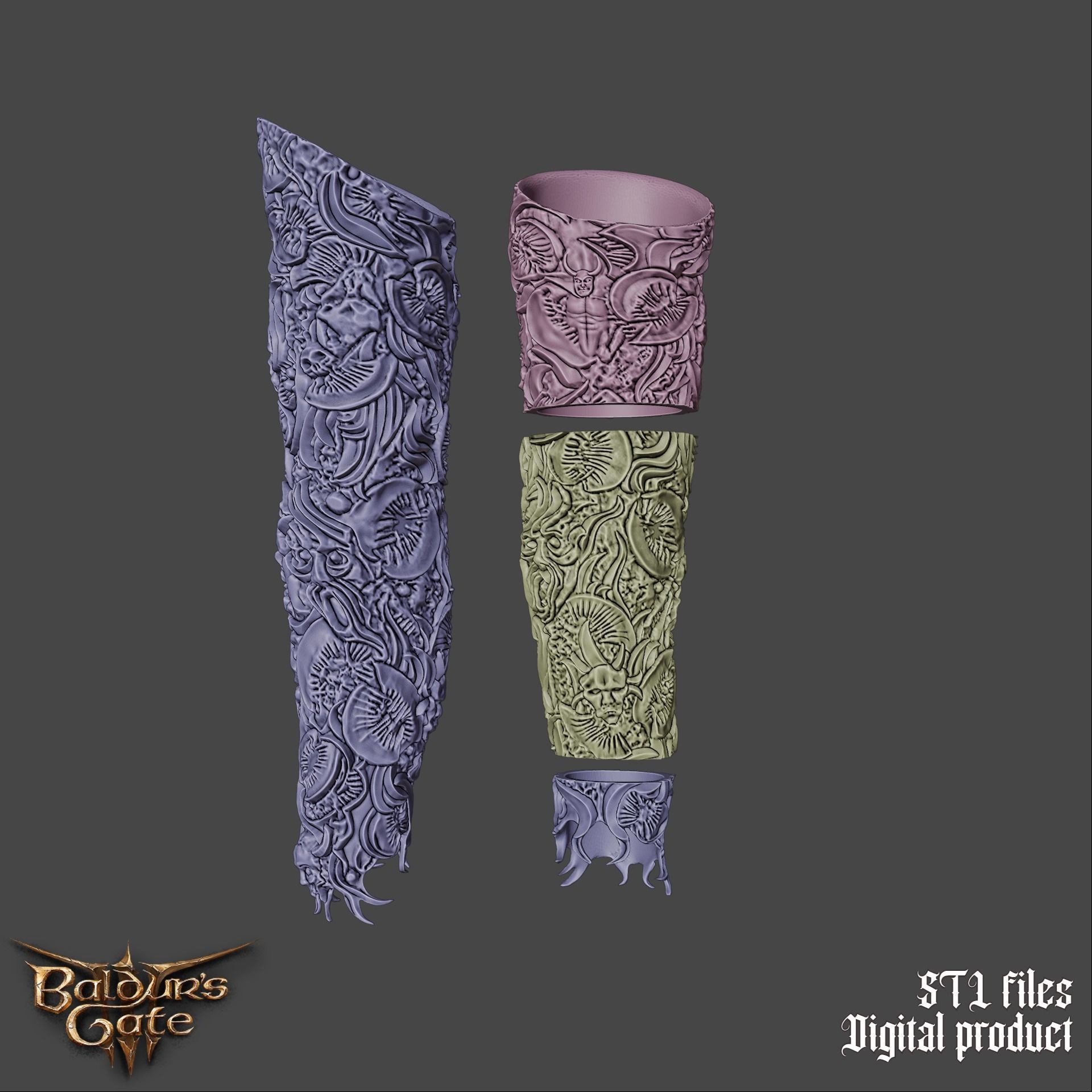 Gortash Fantasy Cloth of Authority Armbands Baldurs Gate 3 3D print model_3