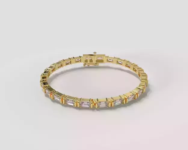 Emerald Cut Tennis Bracelet 3D Model