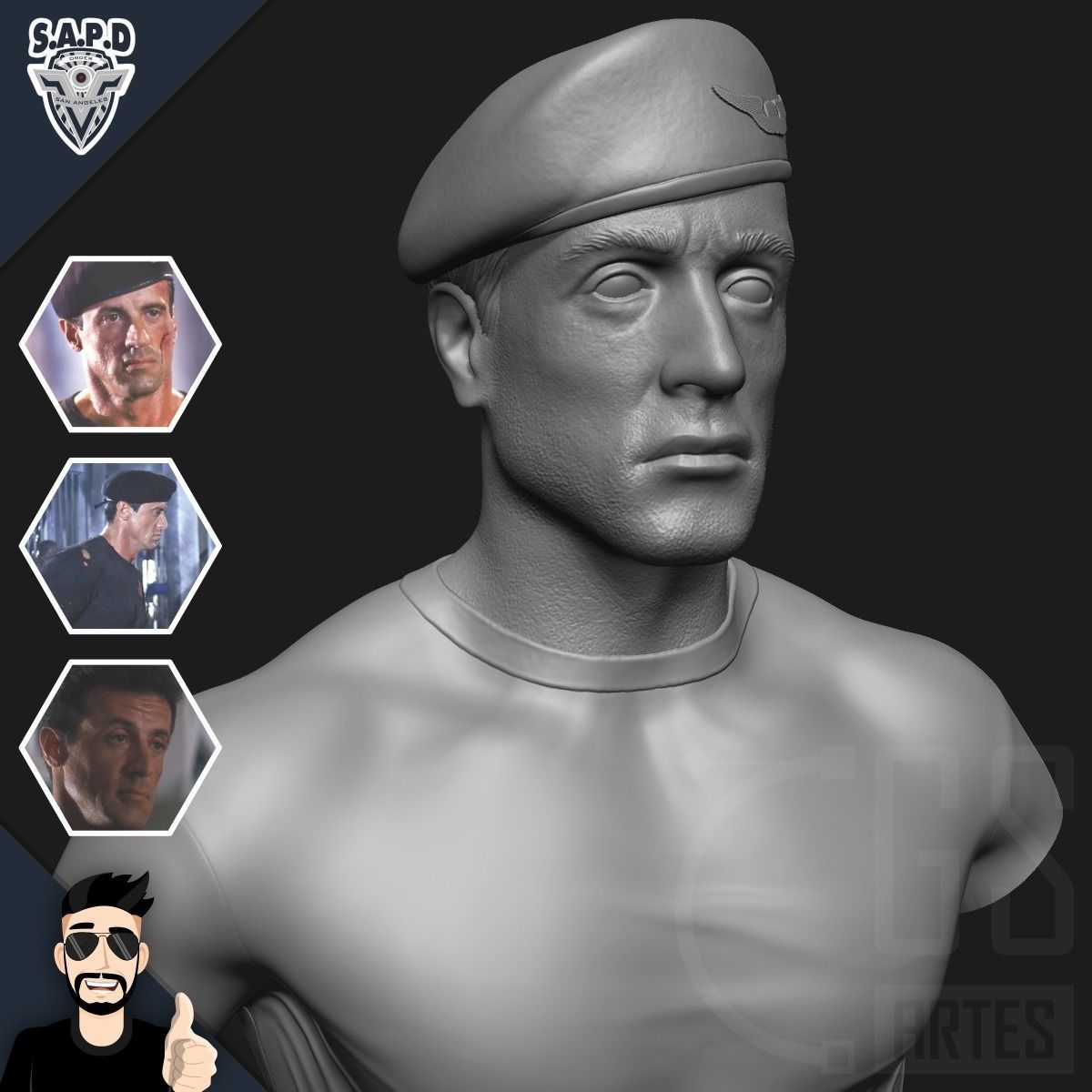 JOHN SPARTAN - Sylvester Stallone - DEMOLITION MAN 3D print model_2