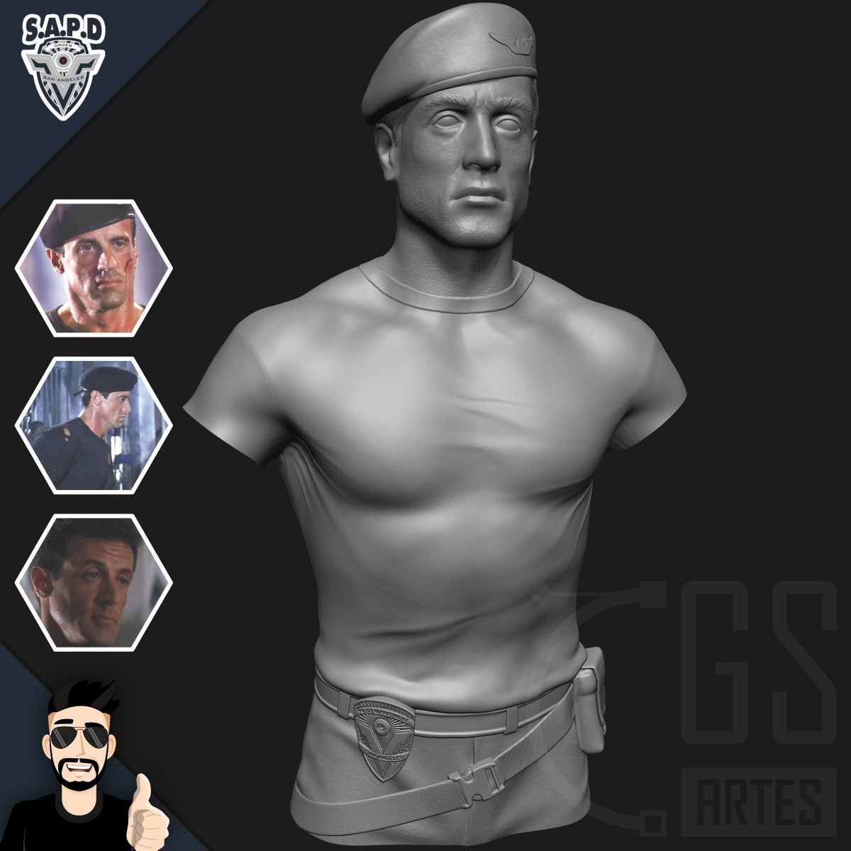 JOHN SPARTAN - Sylvester Stallone - DEMOLITION MAN 3D print model_5