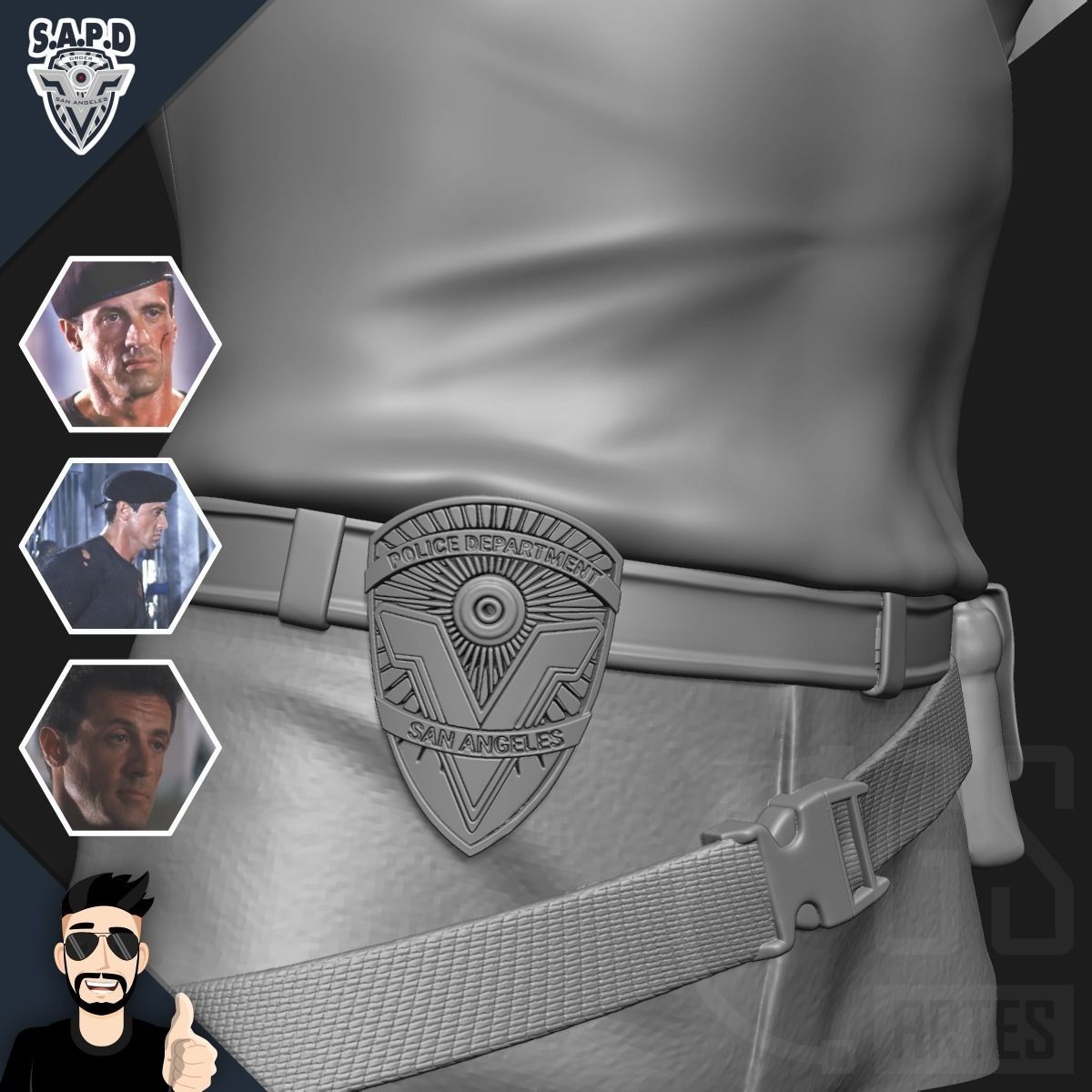 JOHN SPARTAN - Sylvester Stallone - DEMOLITION MAN 3D print model_4