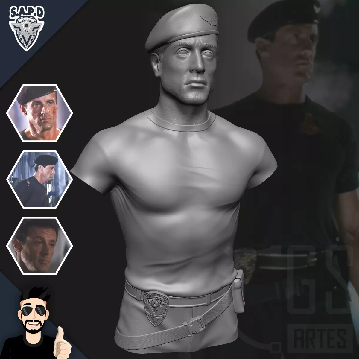 JOHN SPARTAN - Sylvester Stallone - DEMOLITION MAN 3D print model_0