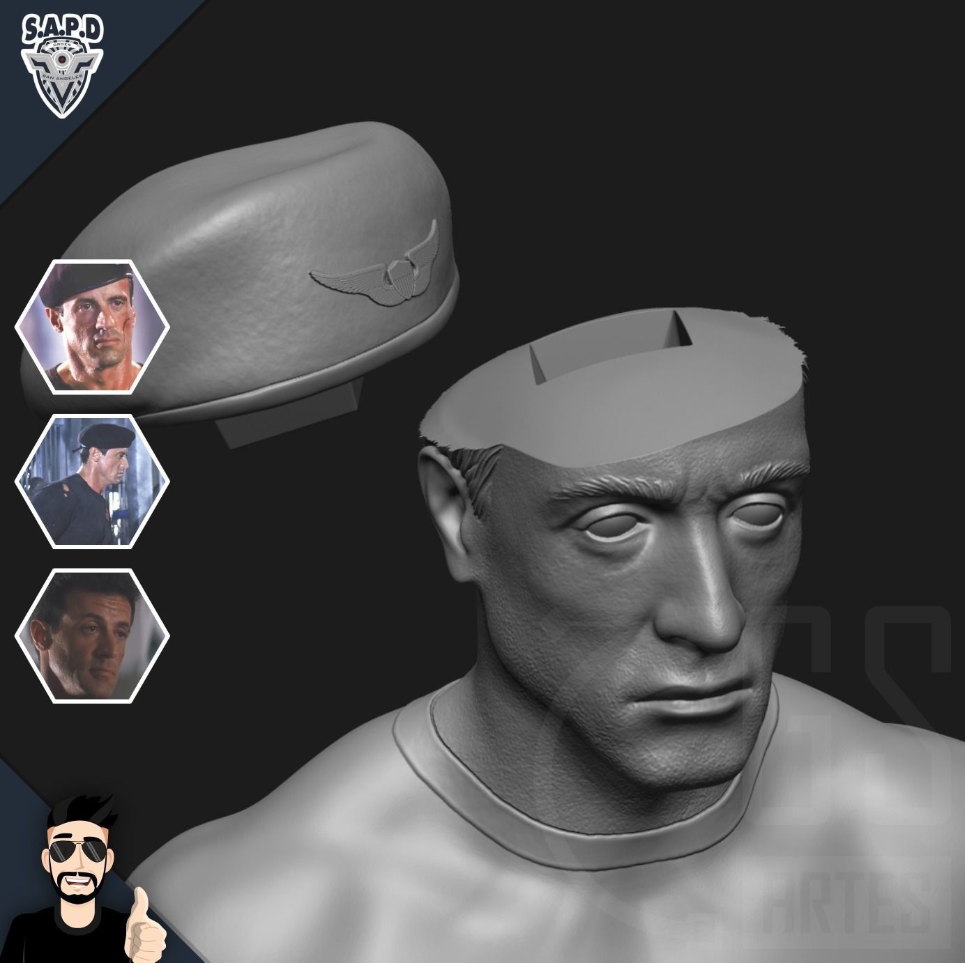 JOHN SPARTAN - Sylvester Stallone - DEMOLITION MAN 3D print model_13