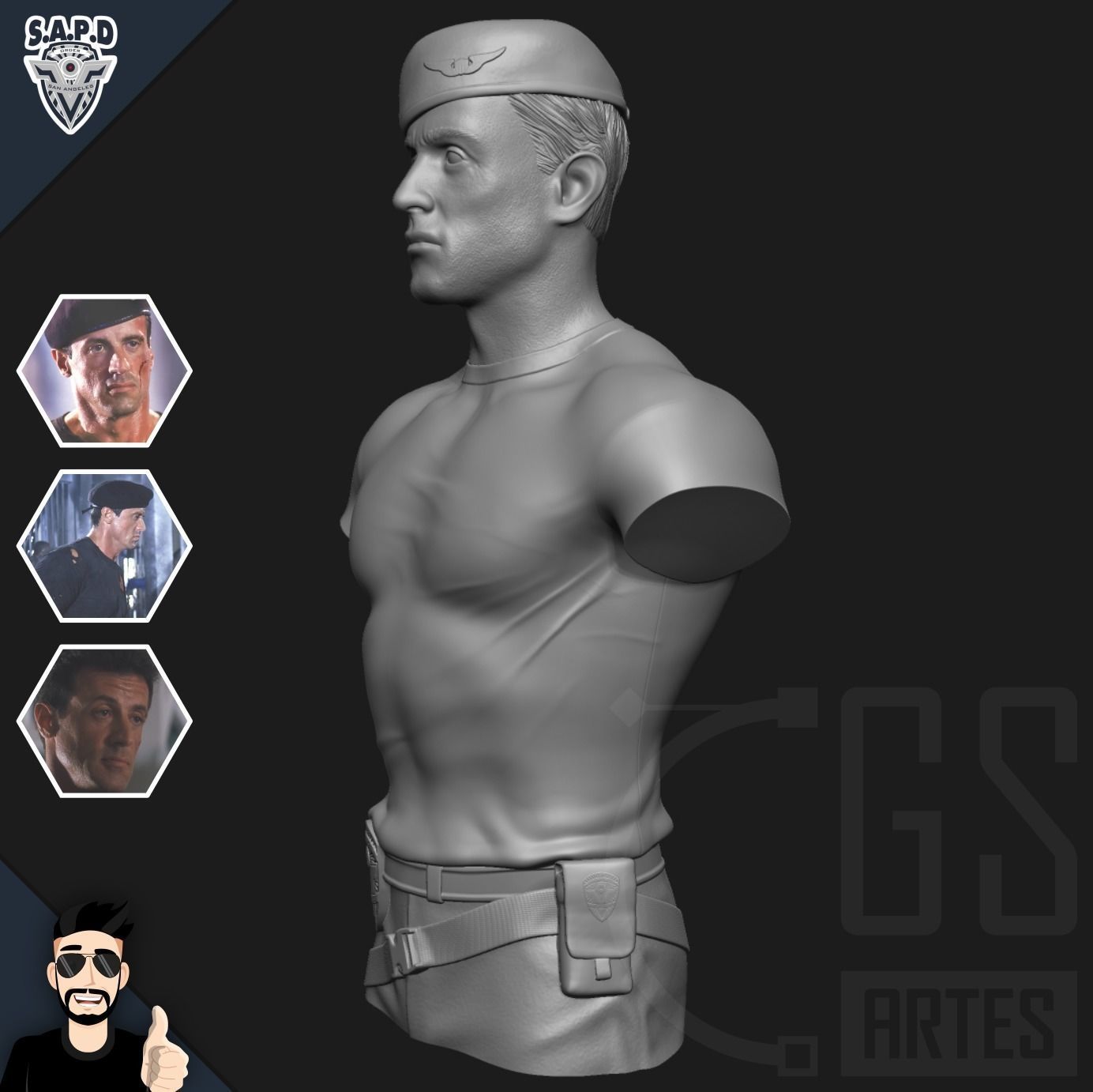 JOHN SPARTAN - Sylvester Stallone - DEMOLITION MAN 3D print model_10