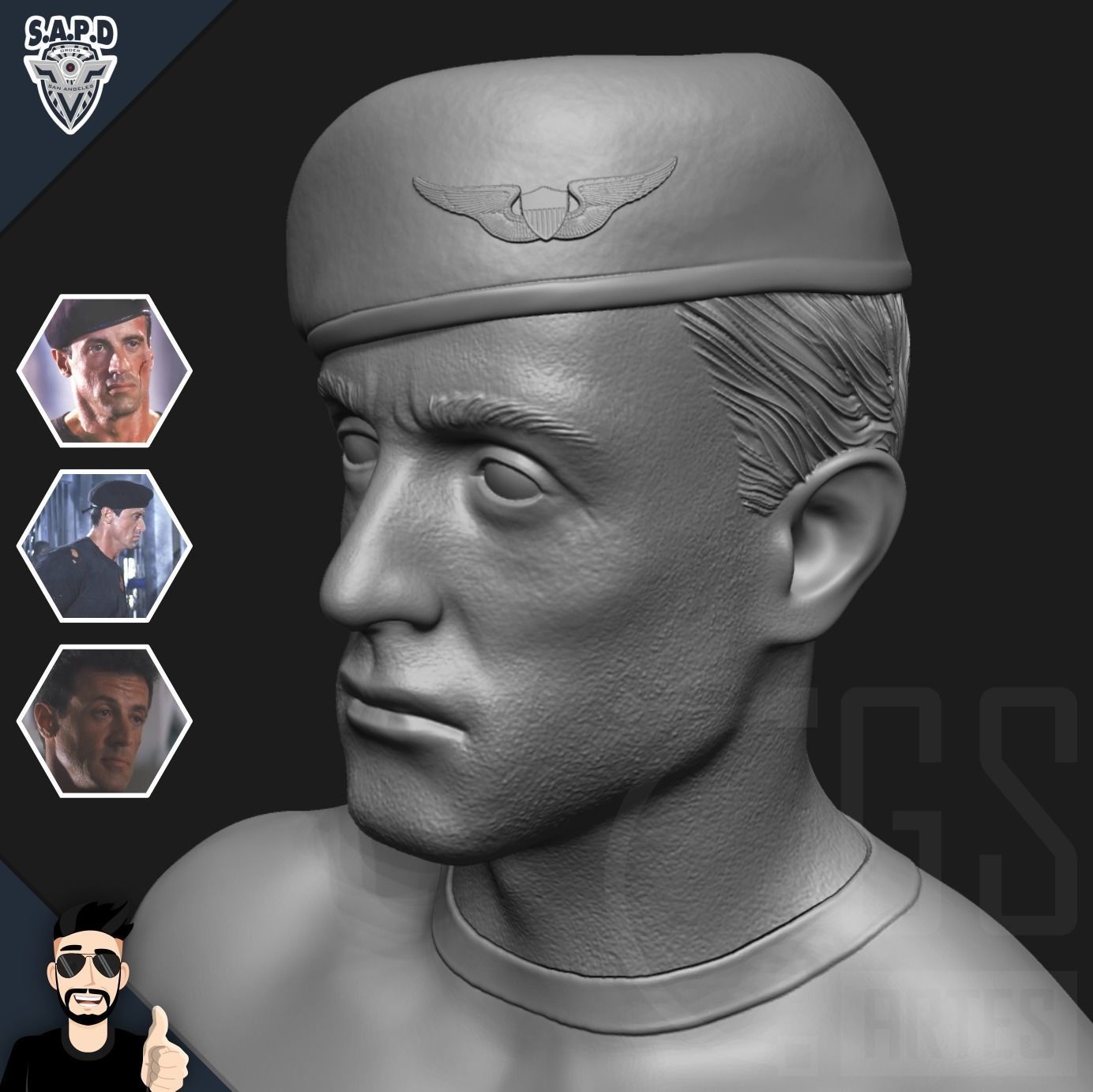 JOHN SPARTAN - Sylvester Stallone - DEMOLITION MAN 3D print model_11