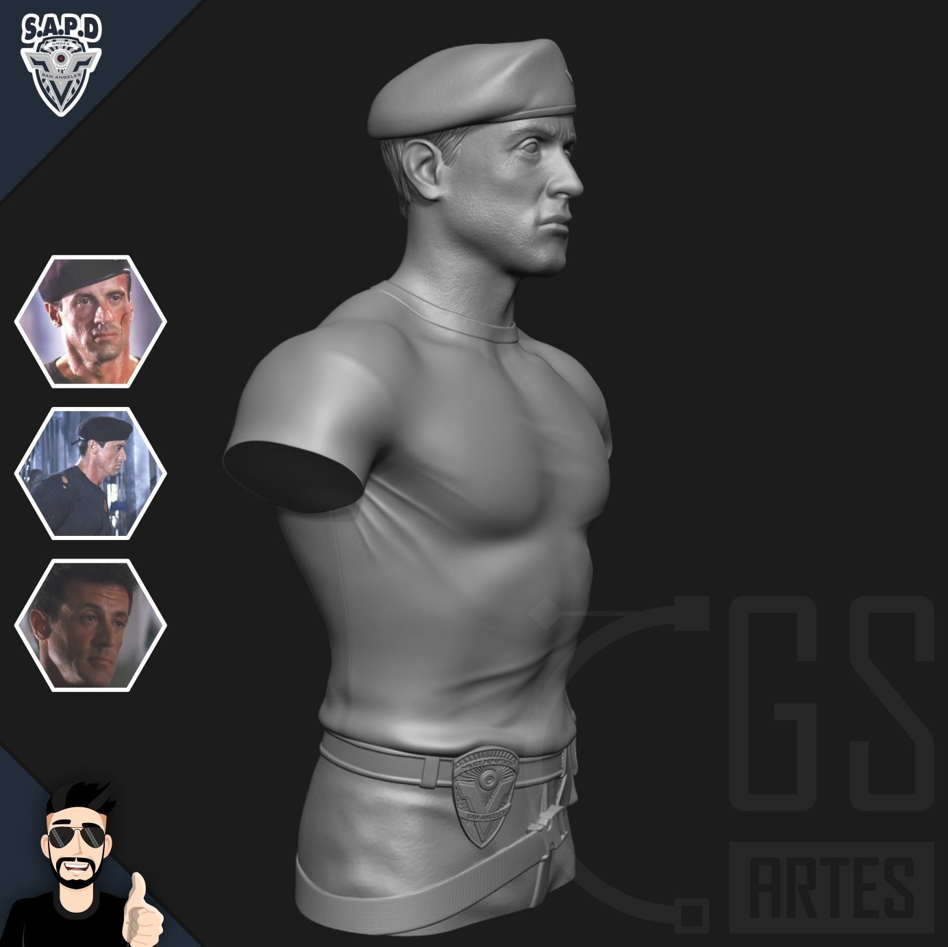 JOHN SPARTAN - Sylvester Stallone - DEMOLITION MAN 3D print model_7