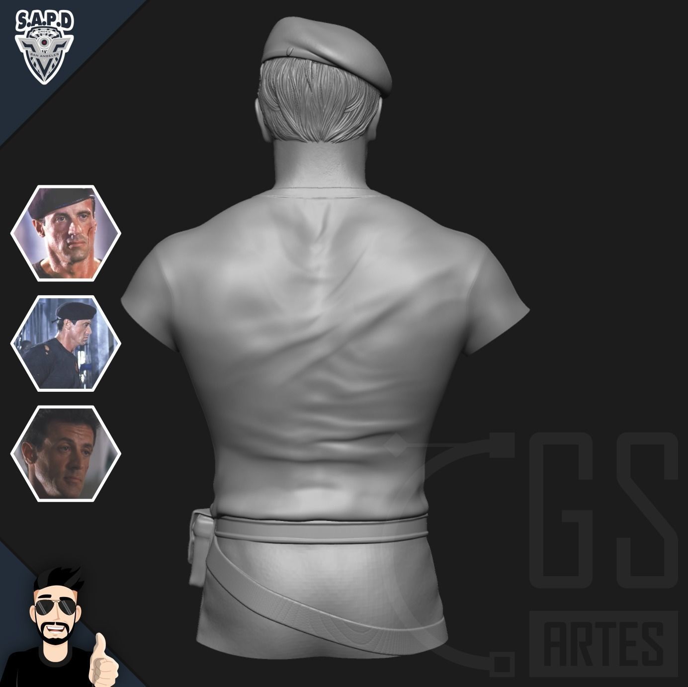 JOHN SPARTAN - Sylvester Stallone - DEMOLITION MAN 3D print model_9