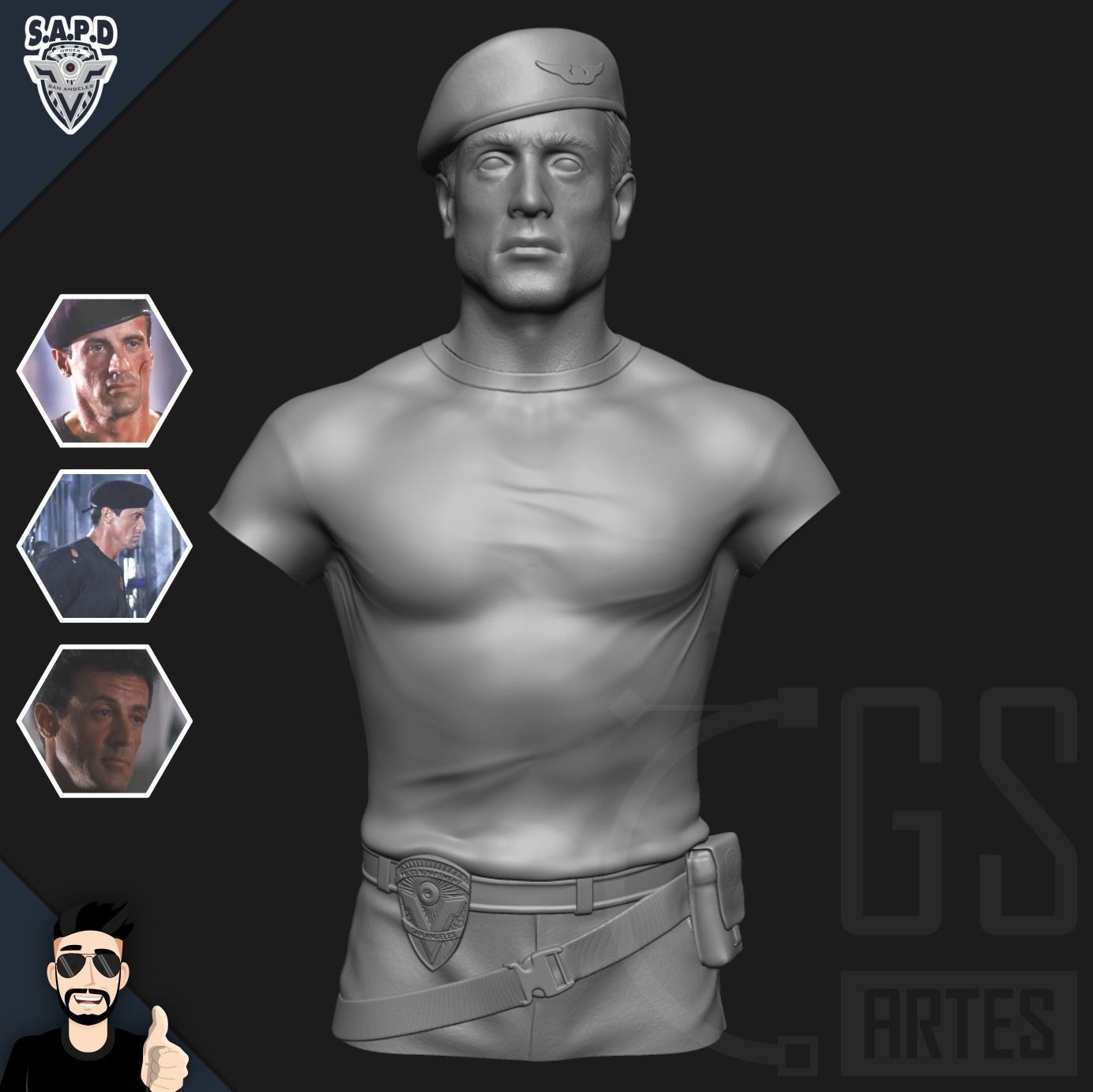 JOHN SPARTAN - Sylvester Stallone - DEMOLITION MAN 3D print model_6