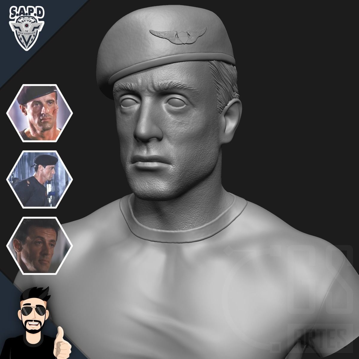 JOHN SPARTAN - Sylvester Stallone - DEMOLITION MAN 3D print model_3