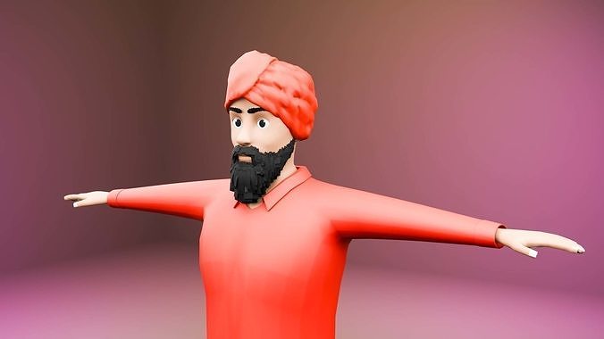 Indian Punjabi Character Free low-poly 3D model