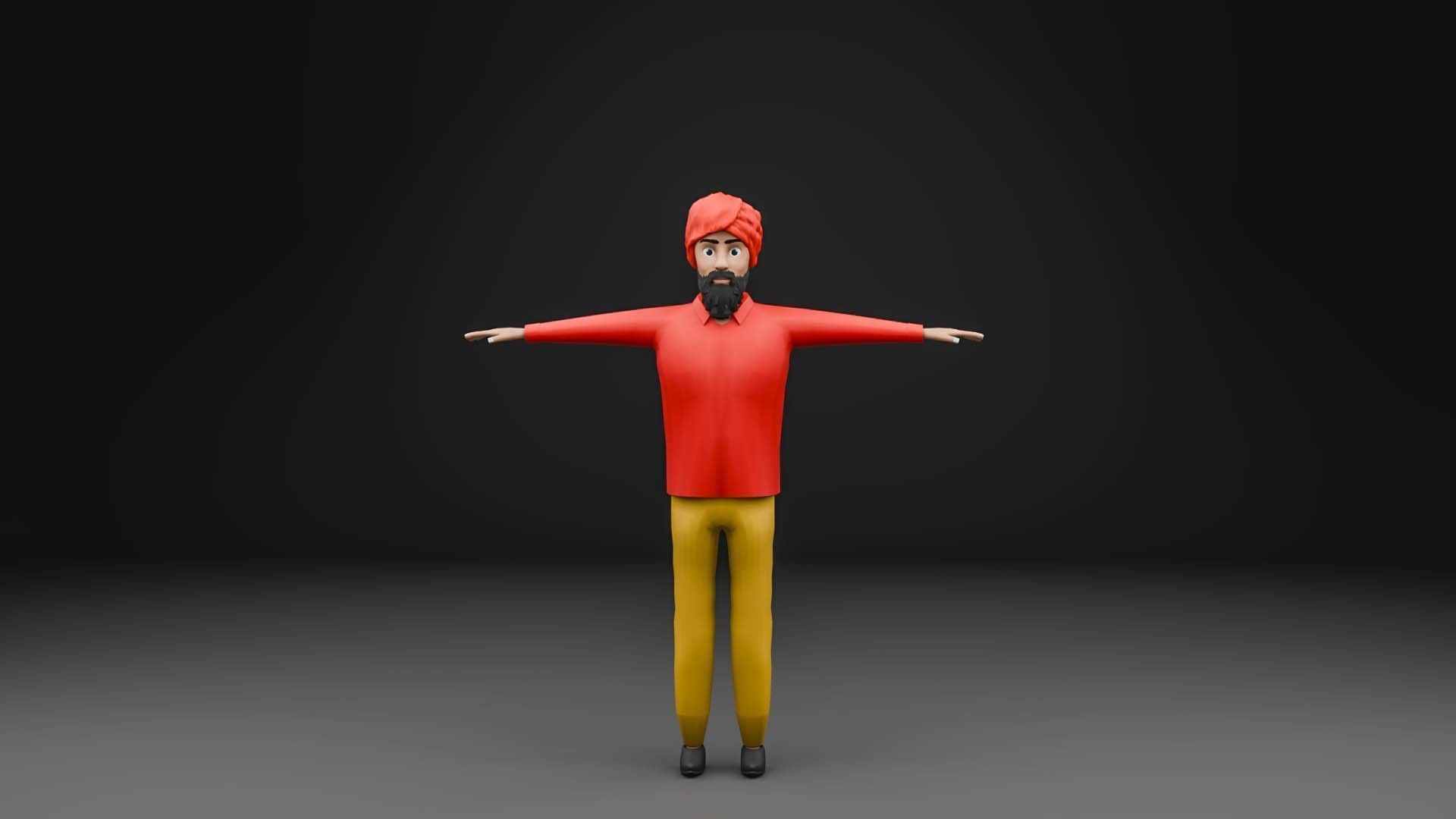 Indian Punjabi Character Free low-poly 3D model_3