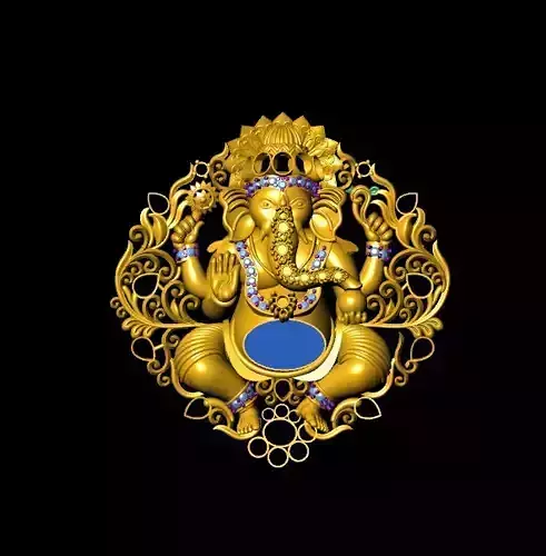 ganesh locket pendent gold ornament jewelry dollar 3D print model