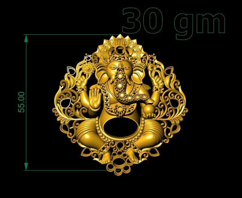 ganesh locket pendent gold ornament jewelry dollar 3D print model_1