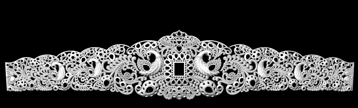 Beautiful Gold South Indian Traditional Hip Belt 3D print model