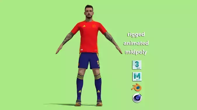 T-Pose Rigged Joselu Spain Euro 2024 3D model