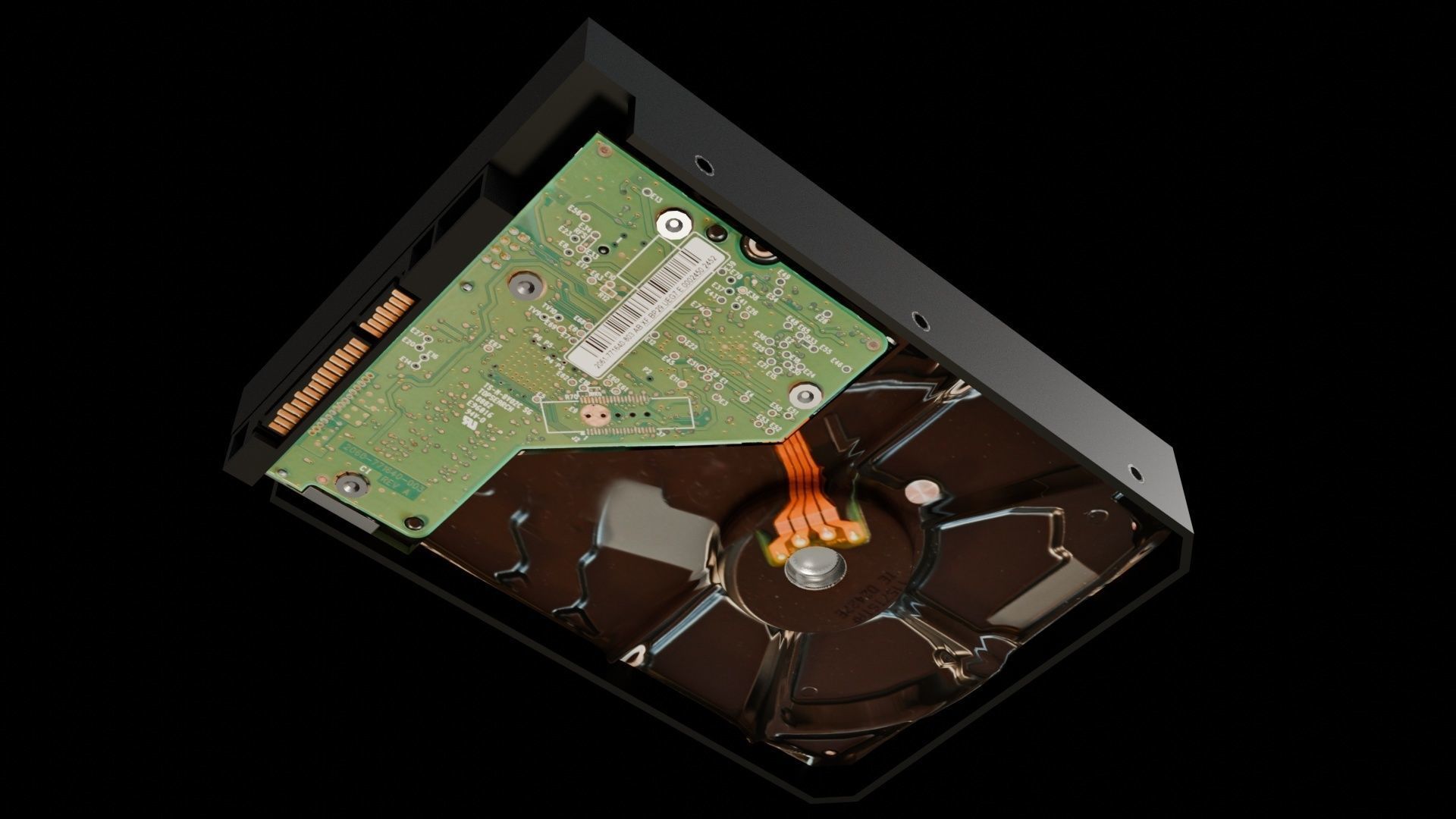 Hard Disk Drive WD Low-poly 3D model_5