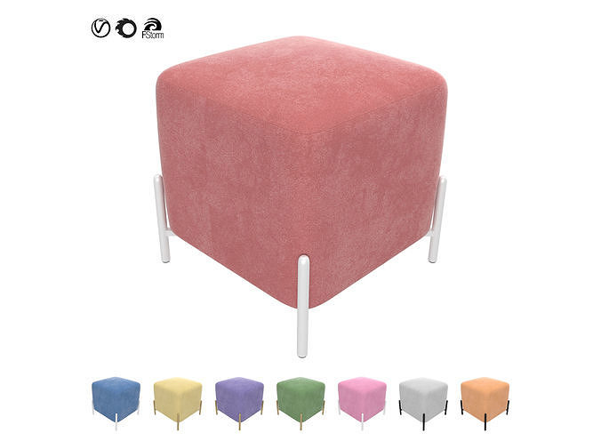 Square Cube Poufs Set Ottoman 3D model