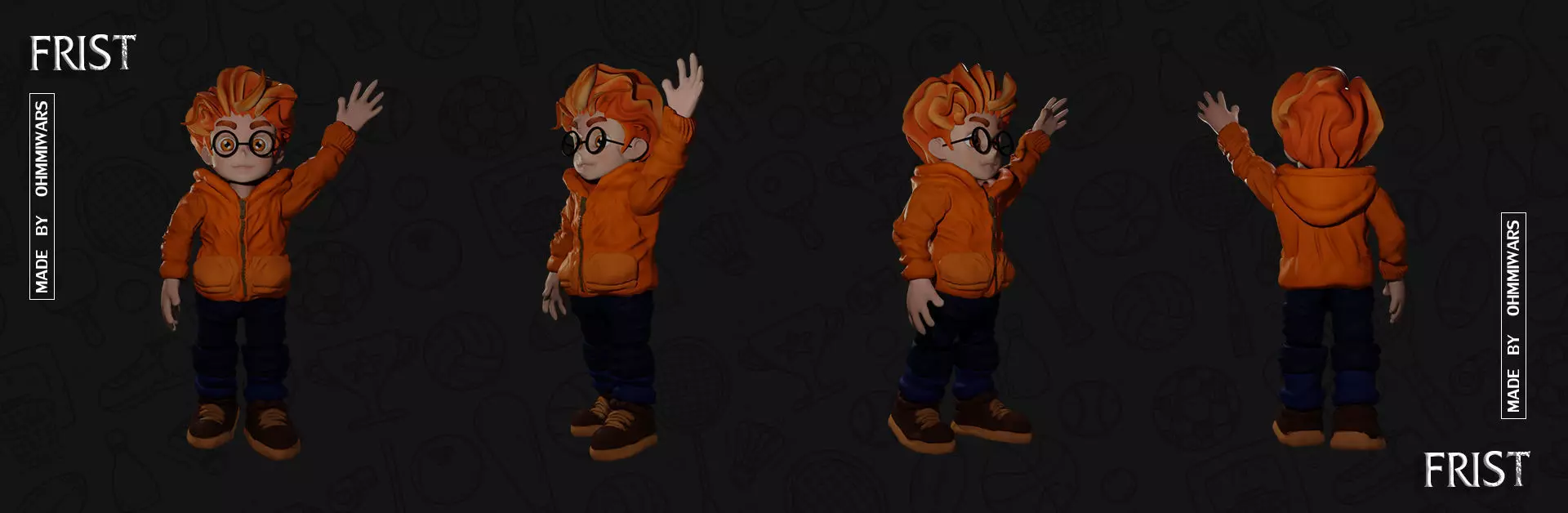 the boy Character for art toy game Free 3D print model