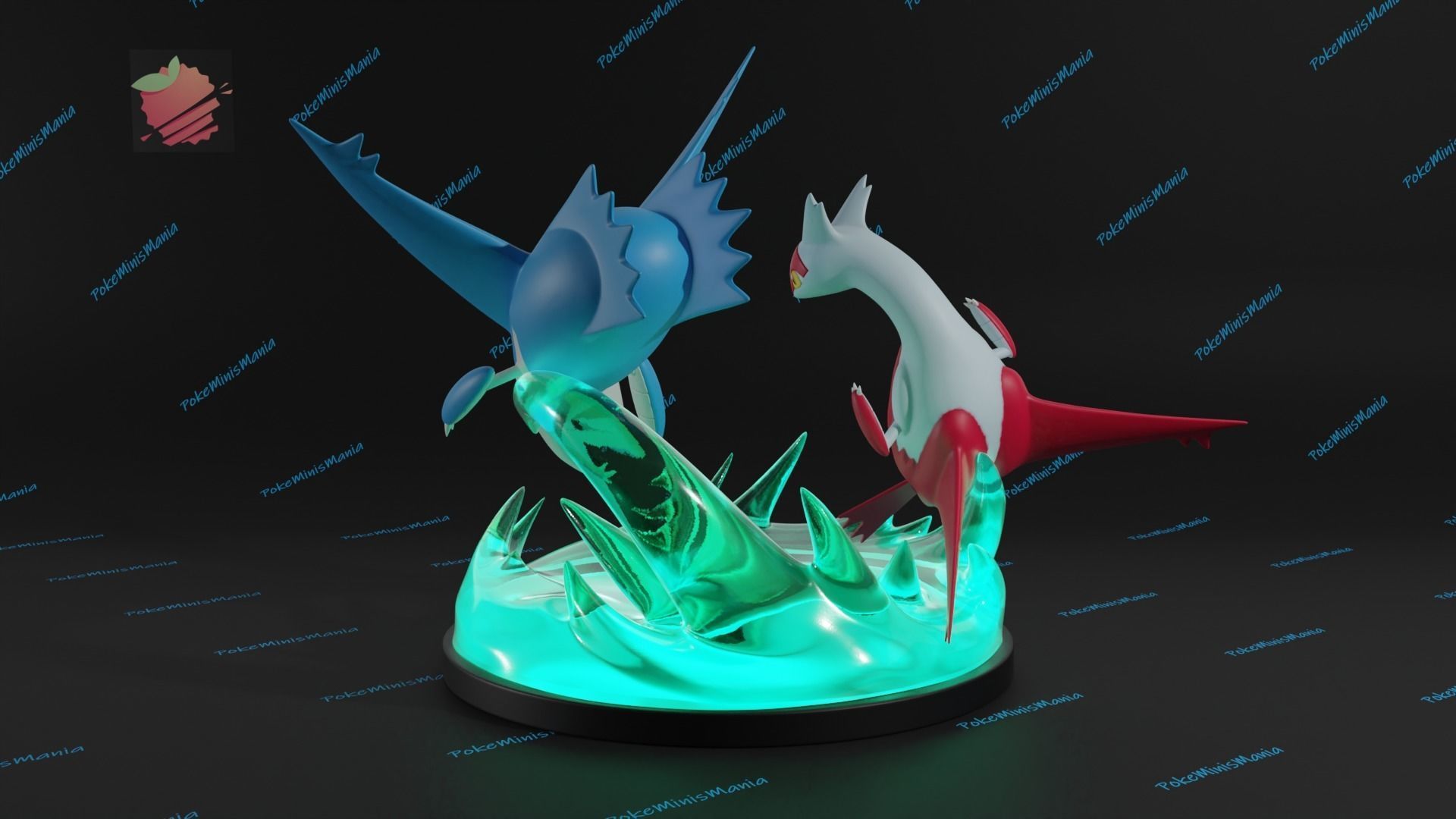 Latios and Latias diorama 3d print model presupported 3D print model_3