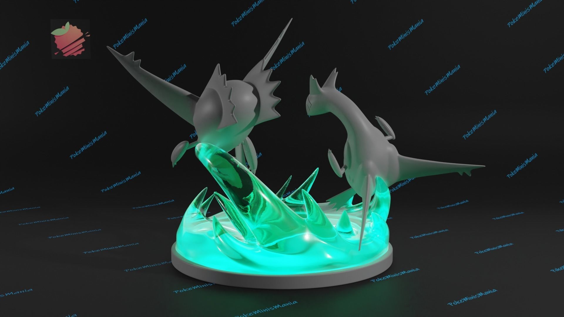 Latios and Latias diorama 3d print model presupported 3D print model_7