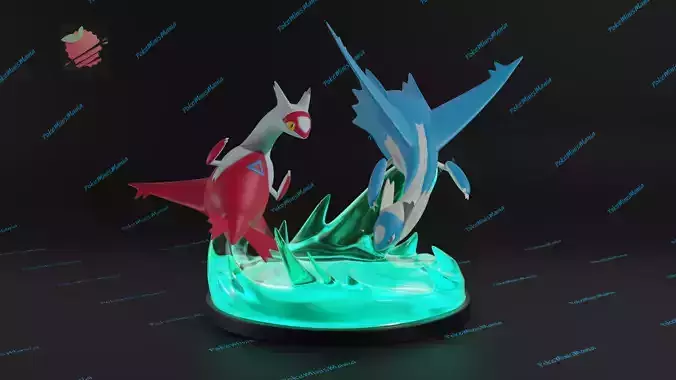 Latios and Latias diorama 3d print model presupported