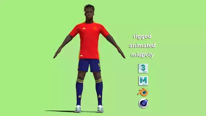 T-Pose Rigged Nico Williams Spain Euro 2024
