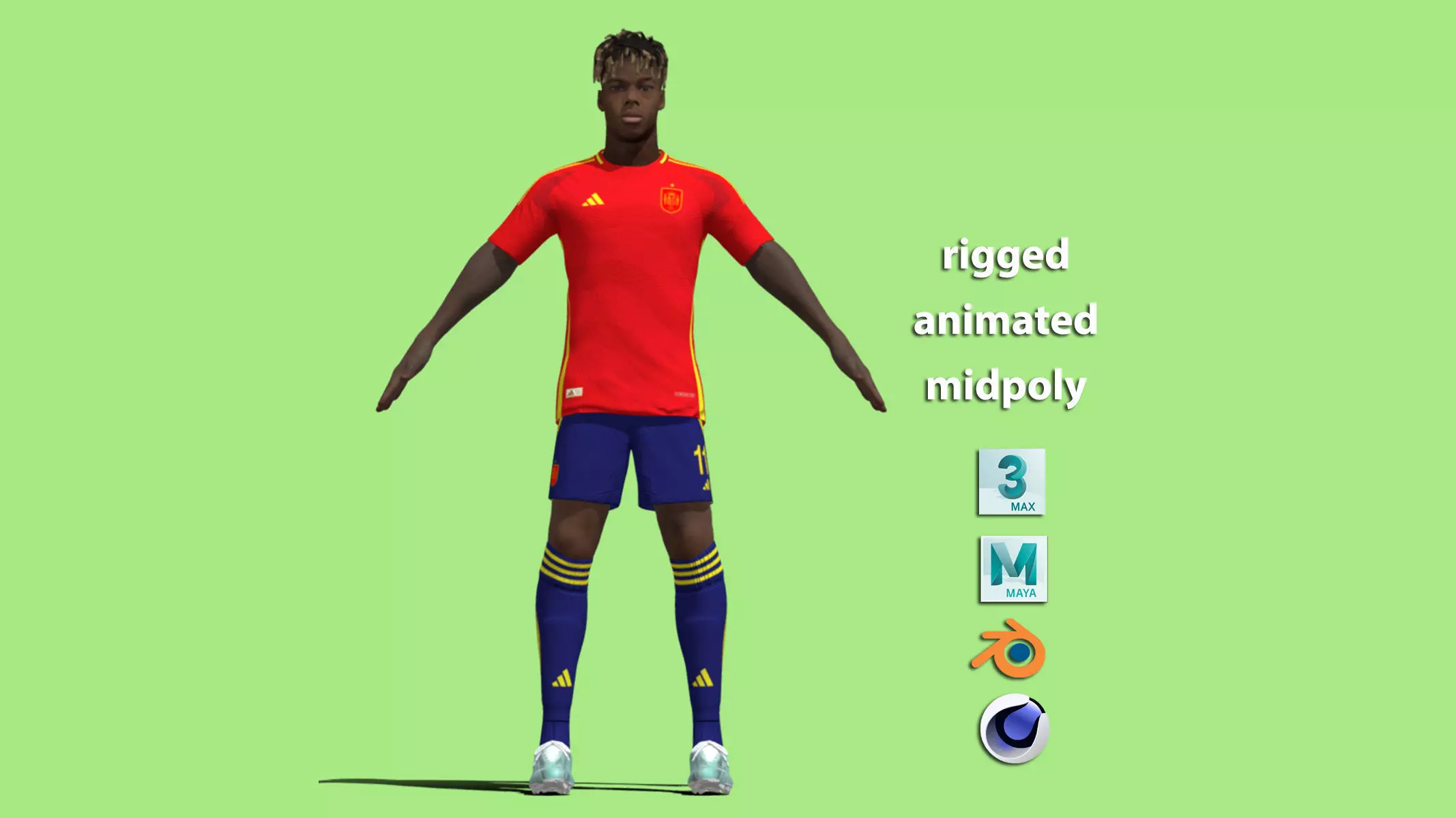 T-Pose Rigged Nico Williams Spain Euro 2024 3D model