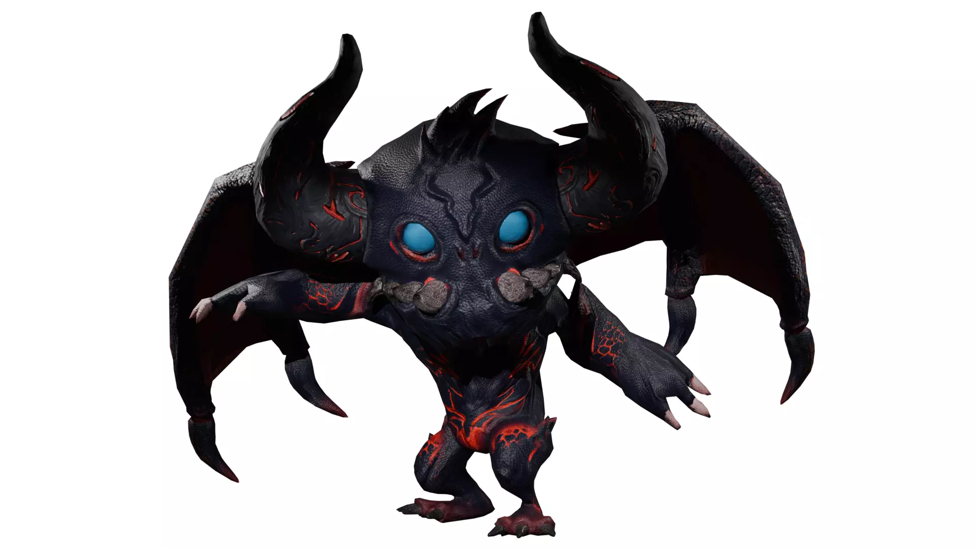 Black red Monster character for game low poly Free low-poly 3D model