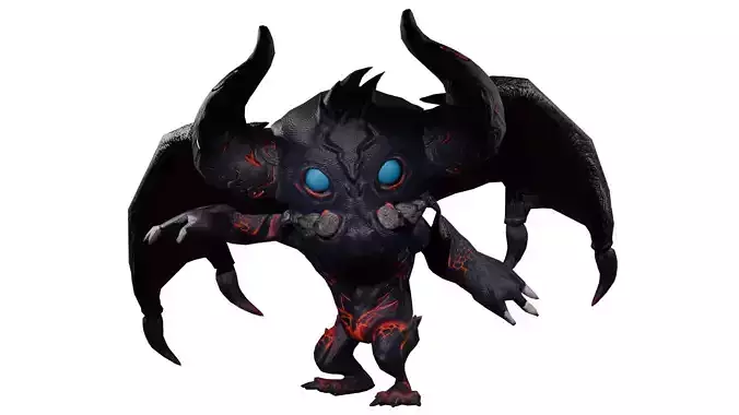 Black red Monster character for game low poly