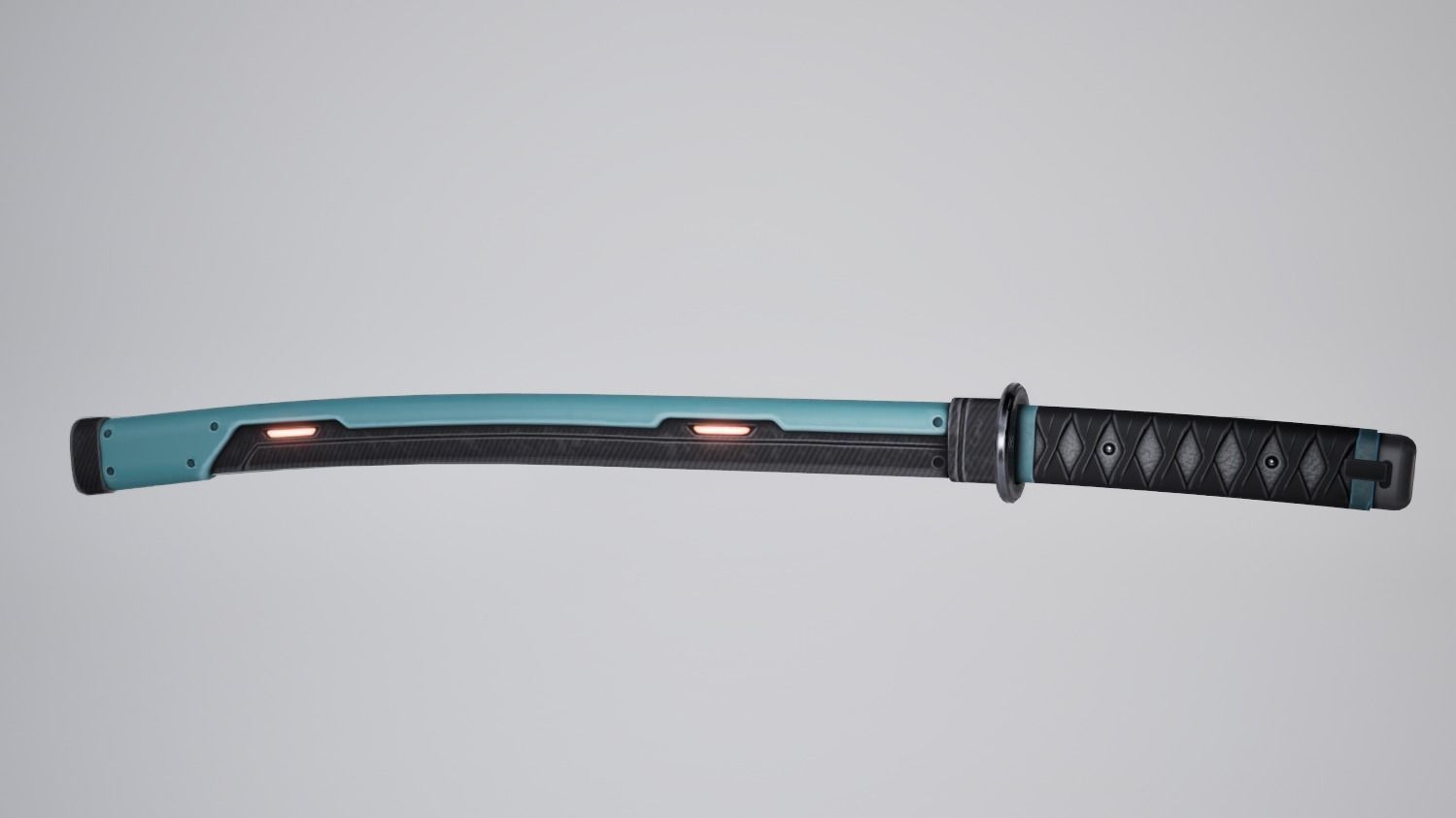  PBR Gameready Sci fi Katana and scabard Low-poly 3D model_2