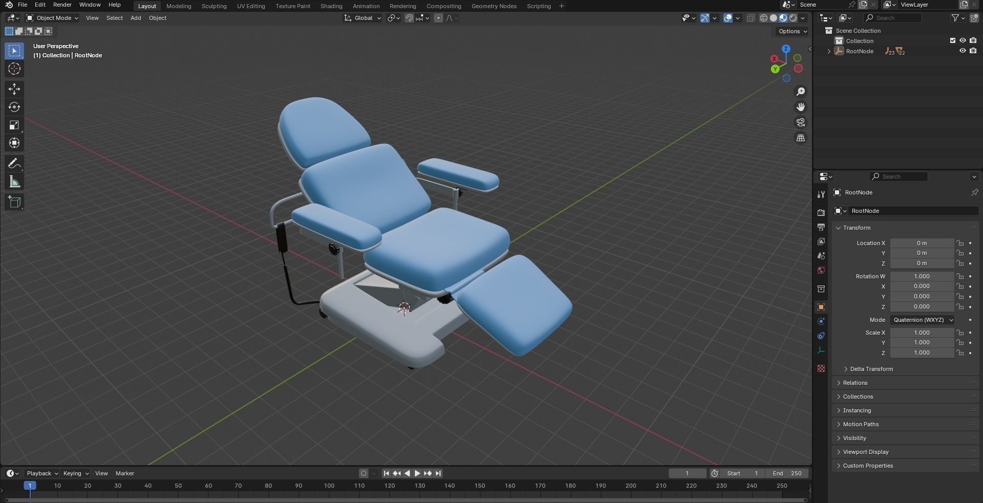 Electric Adjustable Blood Donation Chair Low-poly 3D model_19
