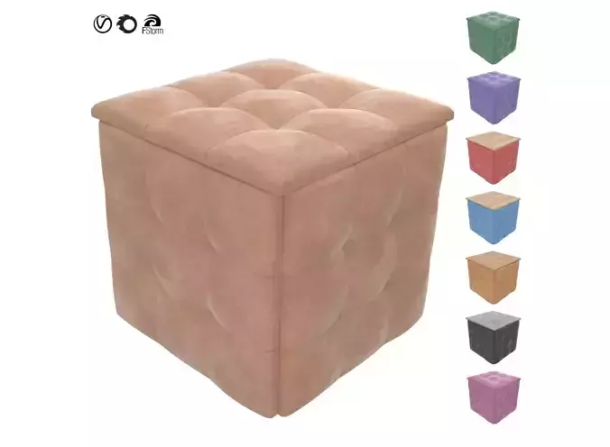 Cube Square Pouf Set Ottoman 