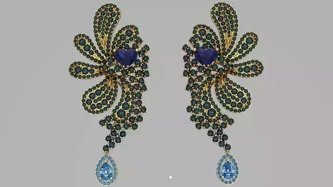 butterfly theme full stone earrings and pendant