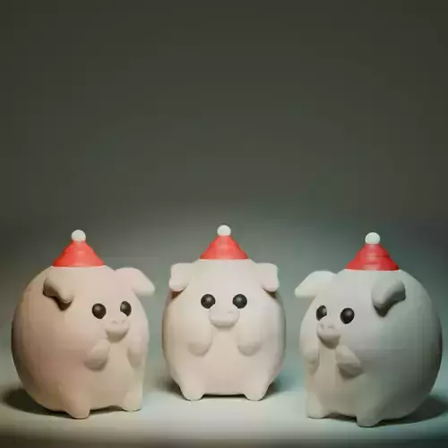 cute kawai pig toy and keytag for 3d printing 3D print model