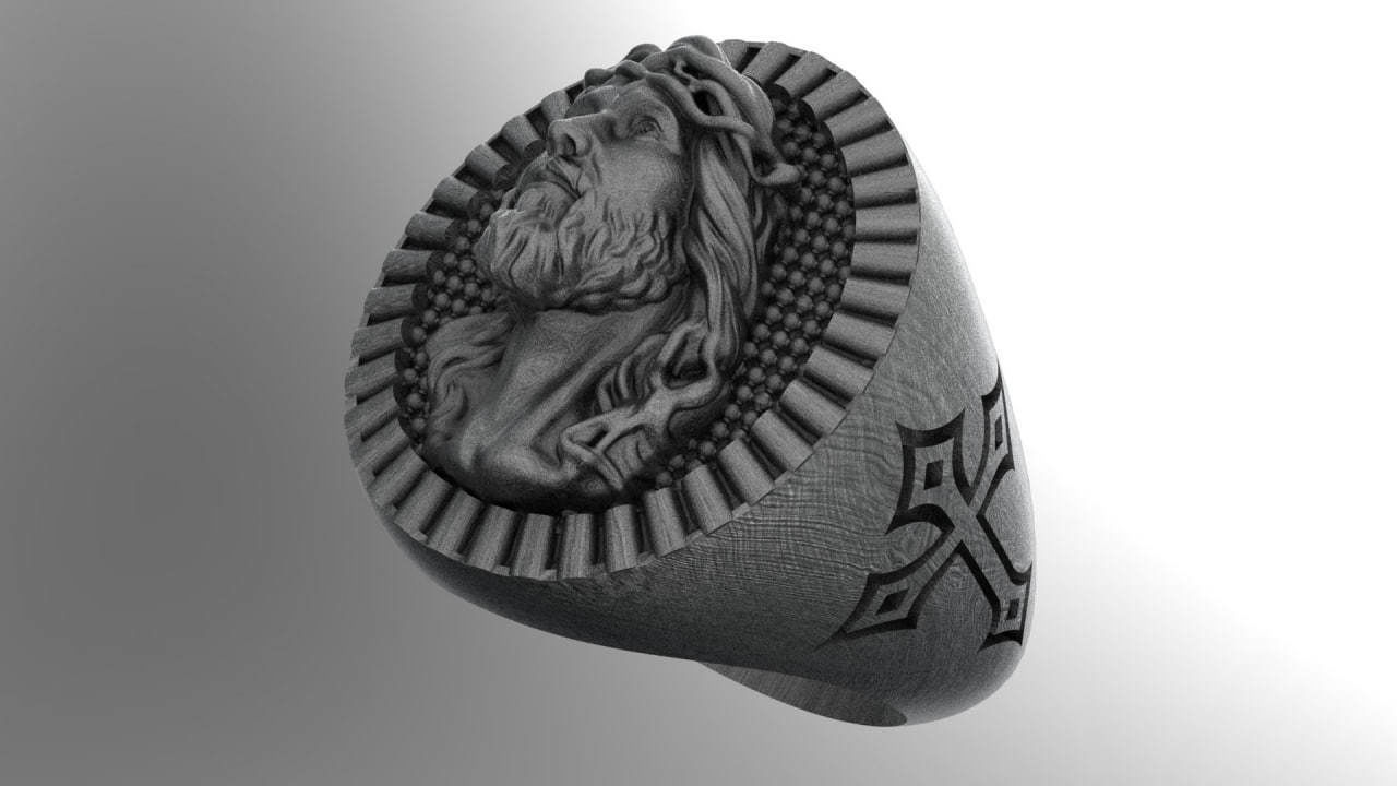 Jesus ring 3D print model_1