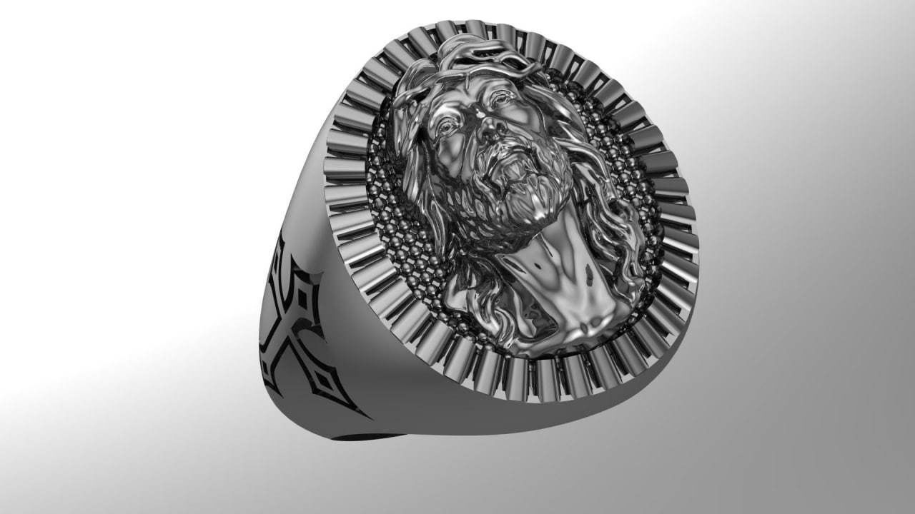 Jesus ring 3D print model_4