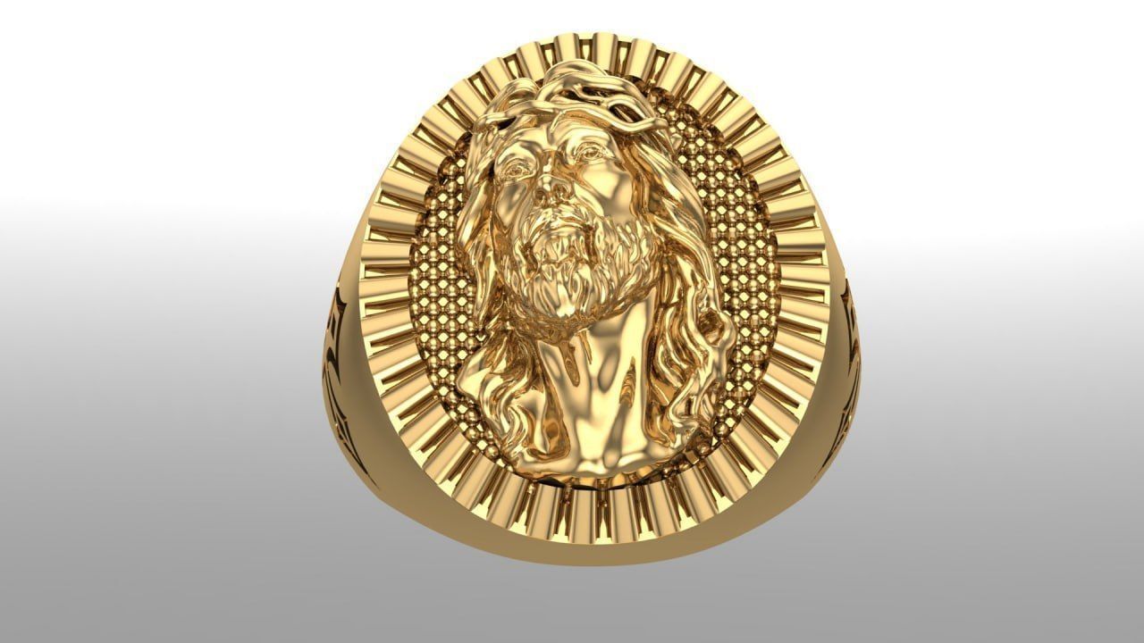 Jesus ring 3D print model_2