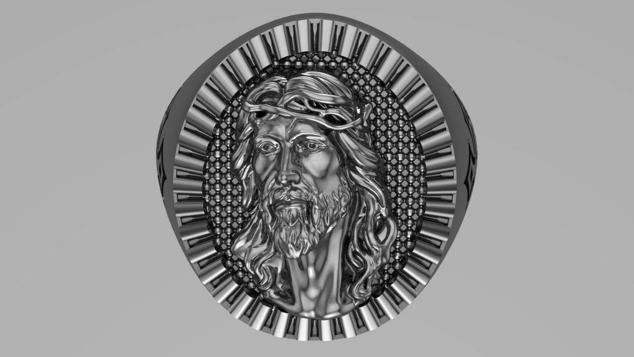 Jesus ring 3D print model_6