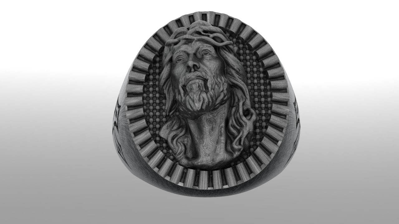 Jesus ring 3D print model_3