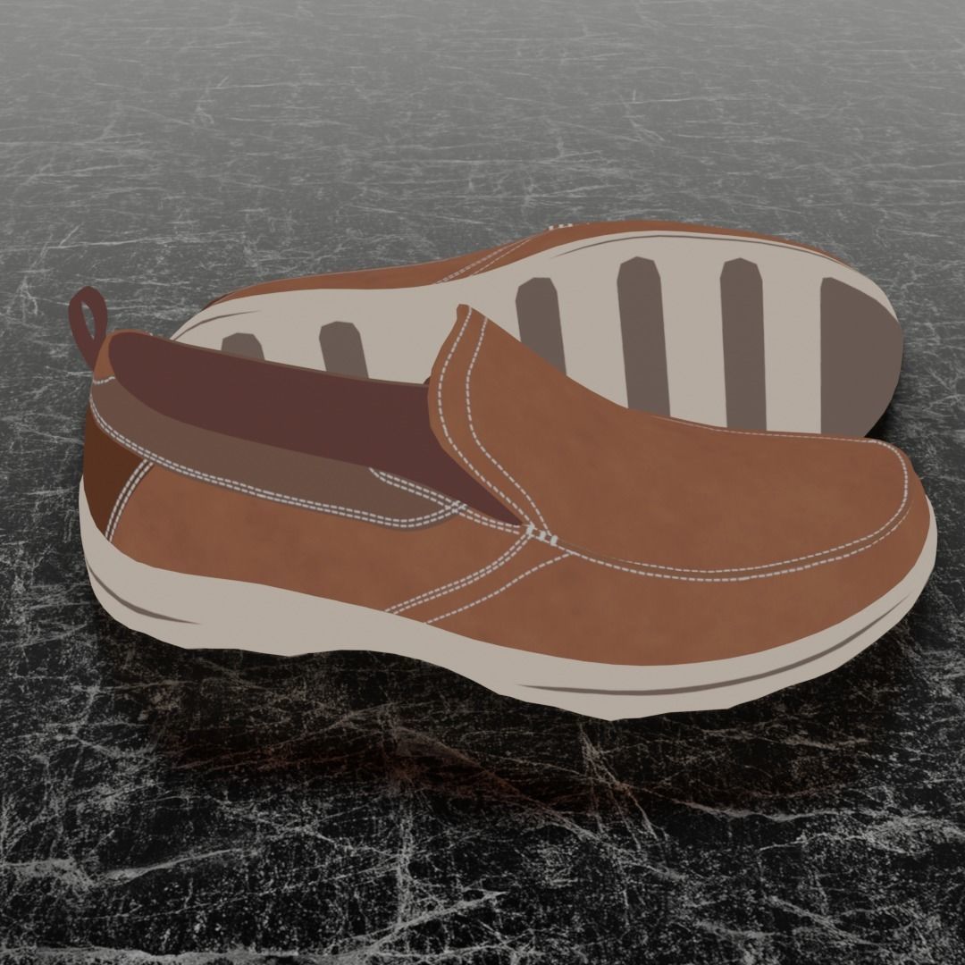 SKECHERS CLASSIC 3D SHOES - BROWN Low-poly 3D model_4