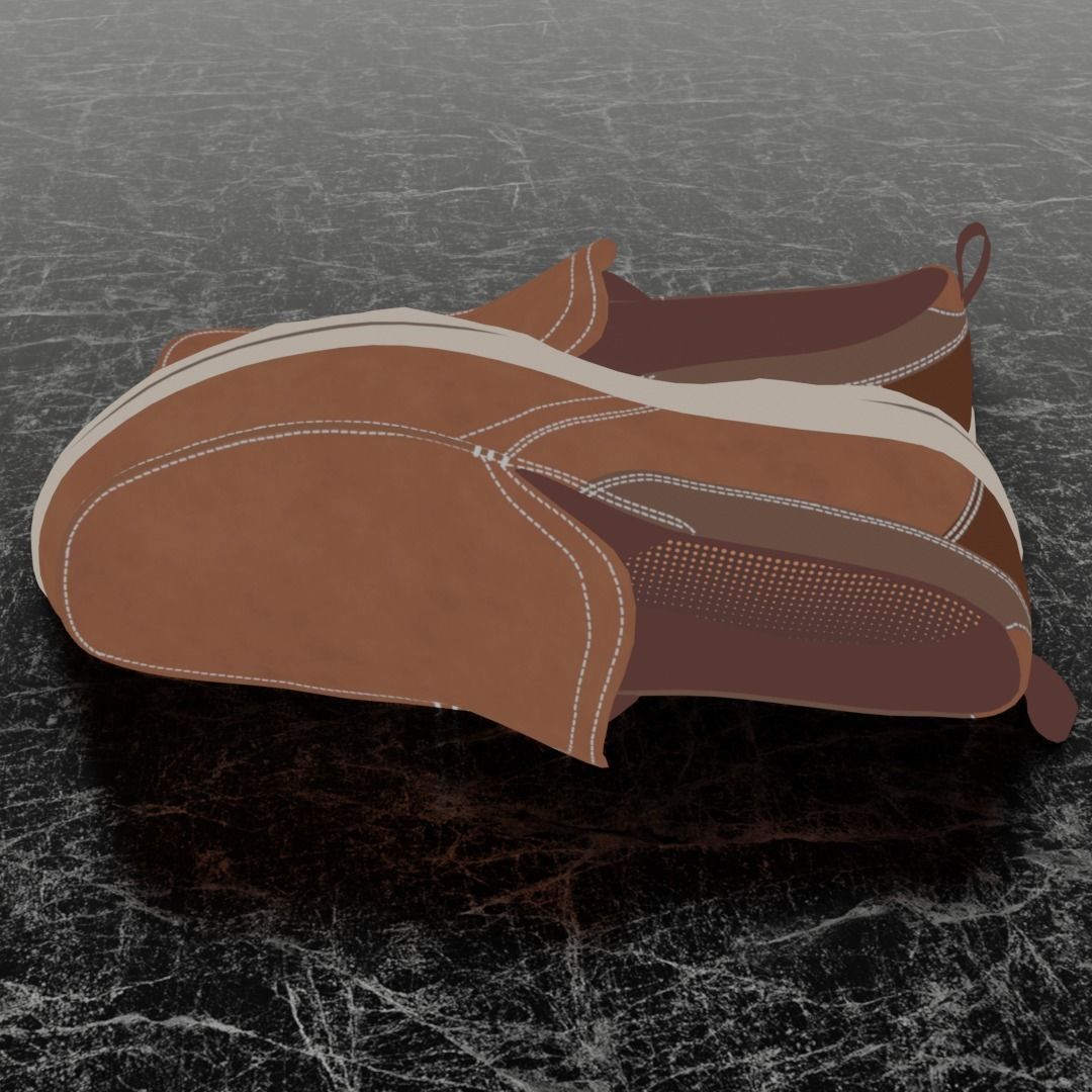 SKECHERS CLASSIC 3D SHOES - BROWN Low-poly 3D model_7