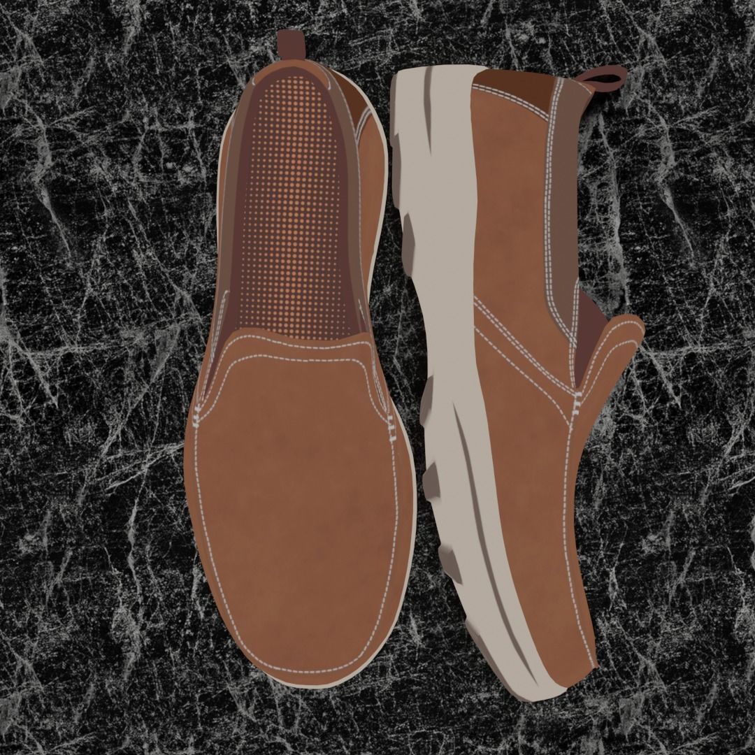 SKECHERS CLASSIC 3D SHOES - BROWN Low-poly 3D model_2