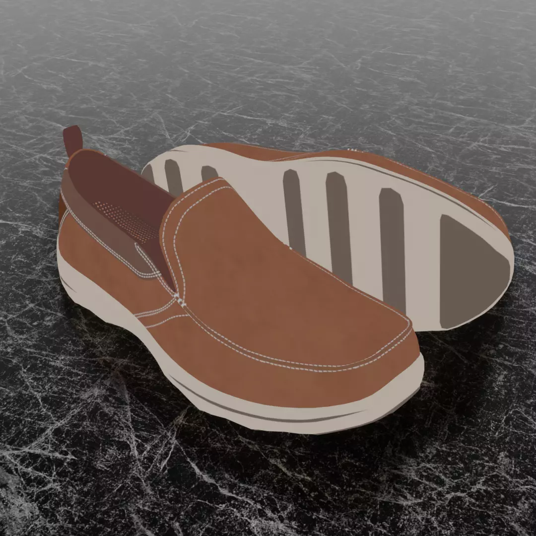 SKECHERS CLASSIC 3D SHOES - BROWN Low-poly 3D model_0