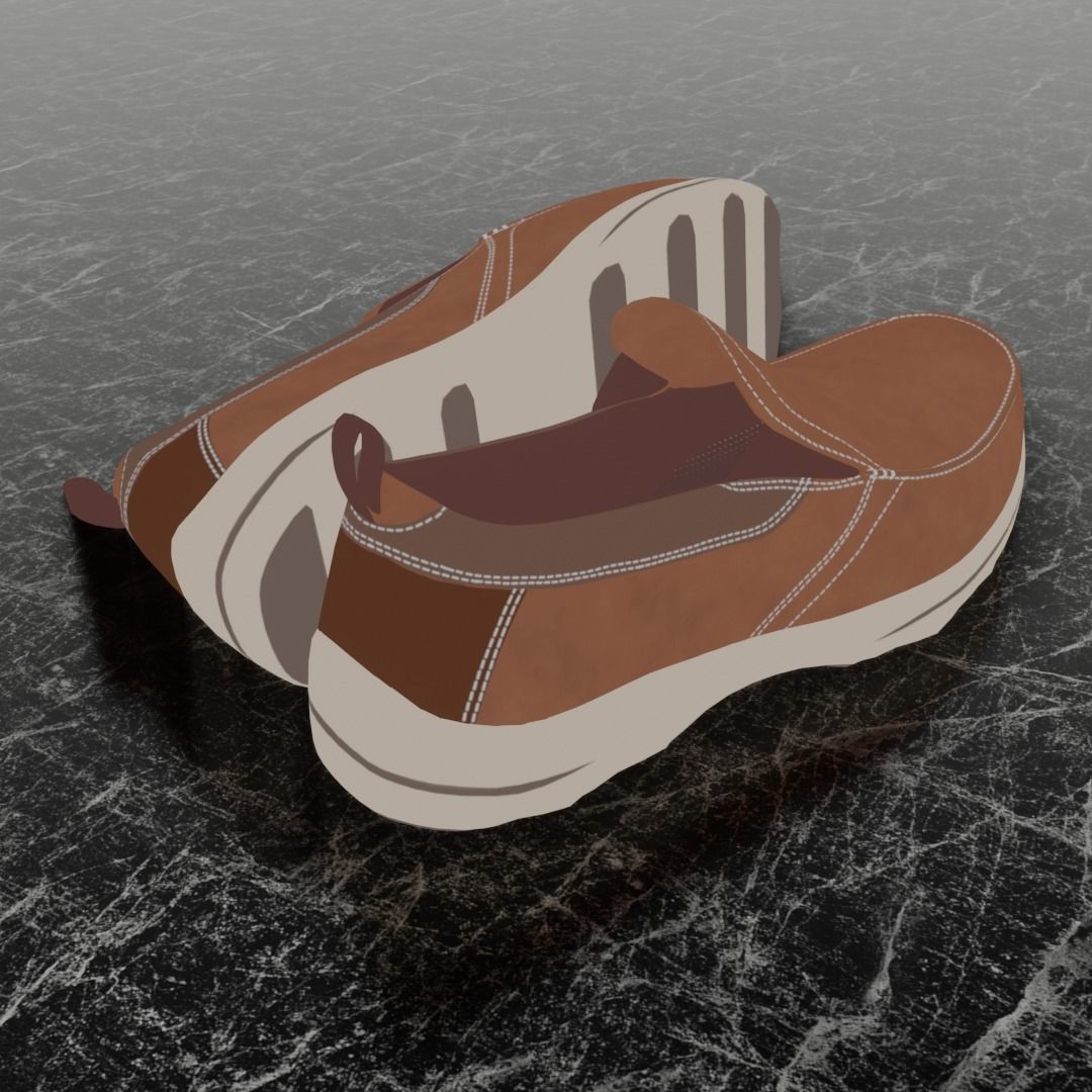 SKECHERS CLASSIC 3D SHOES - BROWN Low-poly 3D model_5