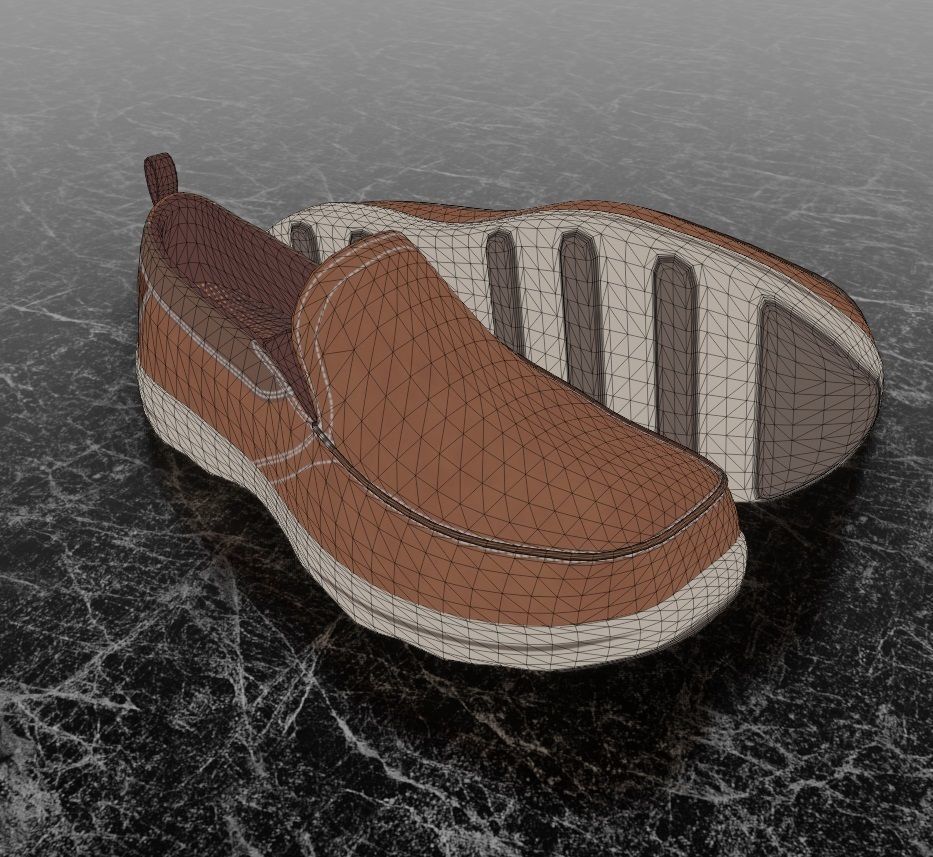 SKECHERS CLASSIC 3D SHOES - BROWN Low-poly 3D model_10
