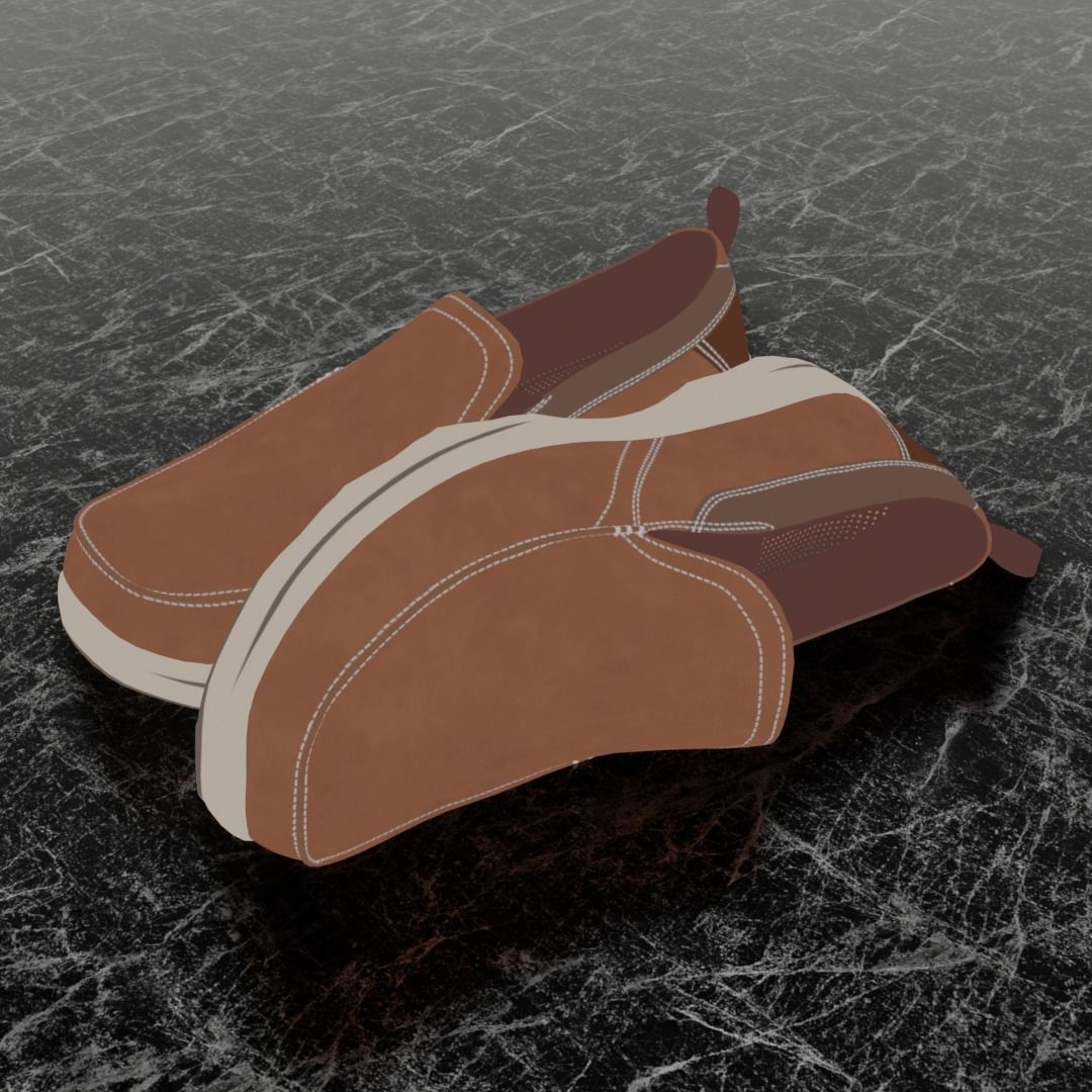 SKECHERS CLASSIC 3D SHOES - BROWN Low-poly 3D model_1