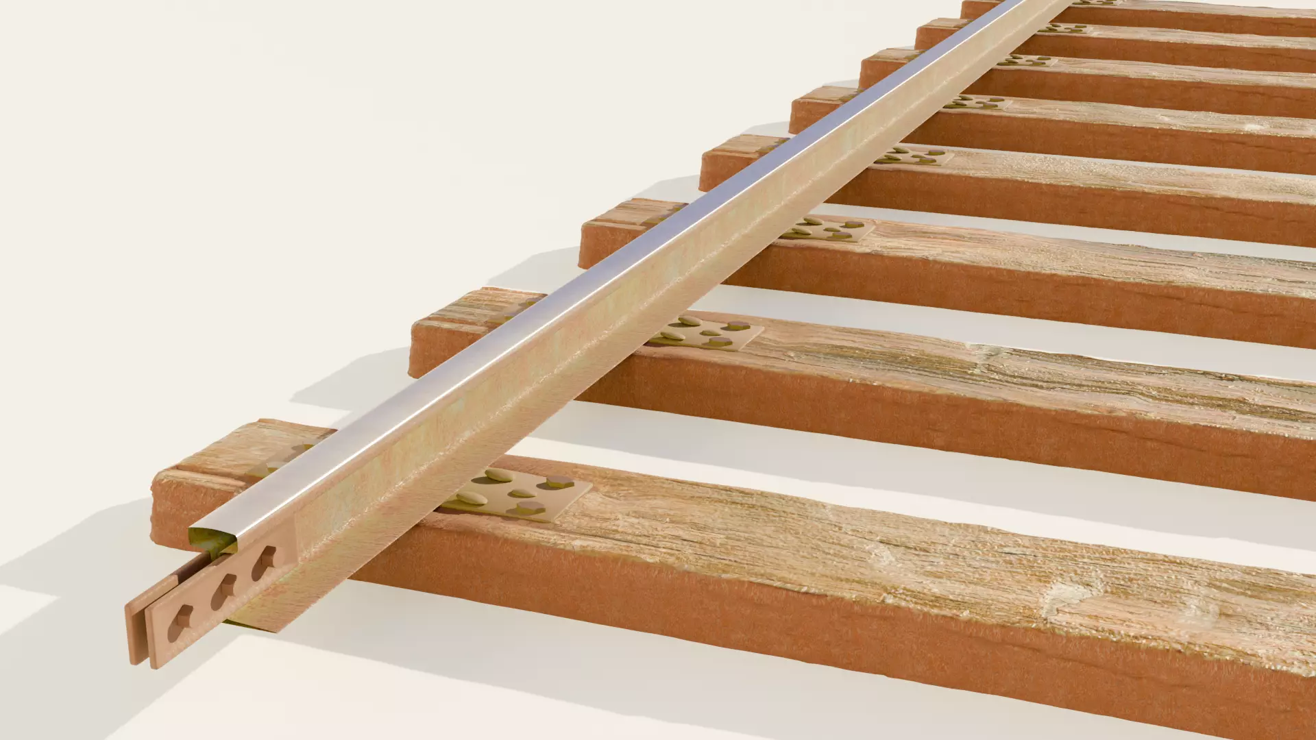 Railway Tracks Low-poly 3D model_0