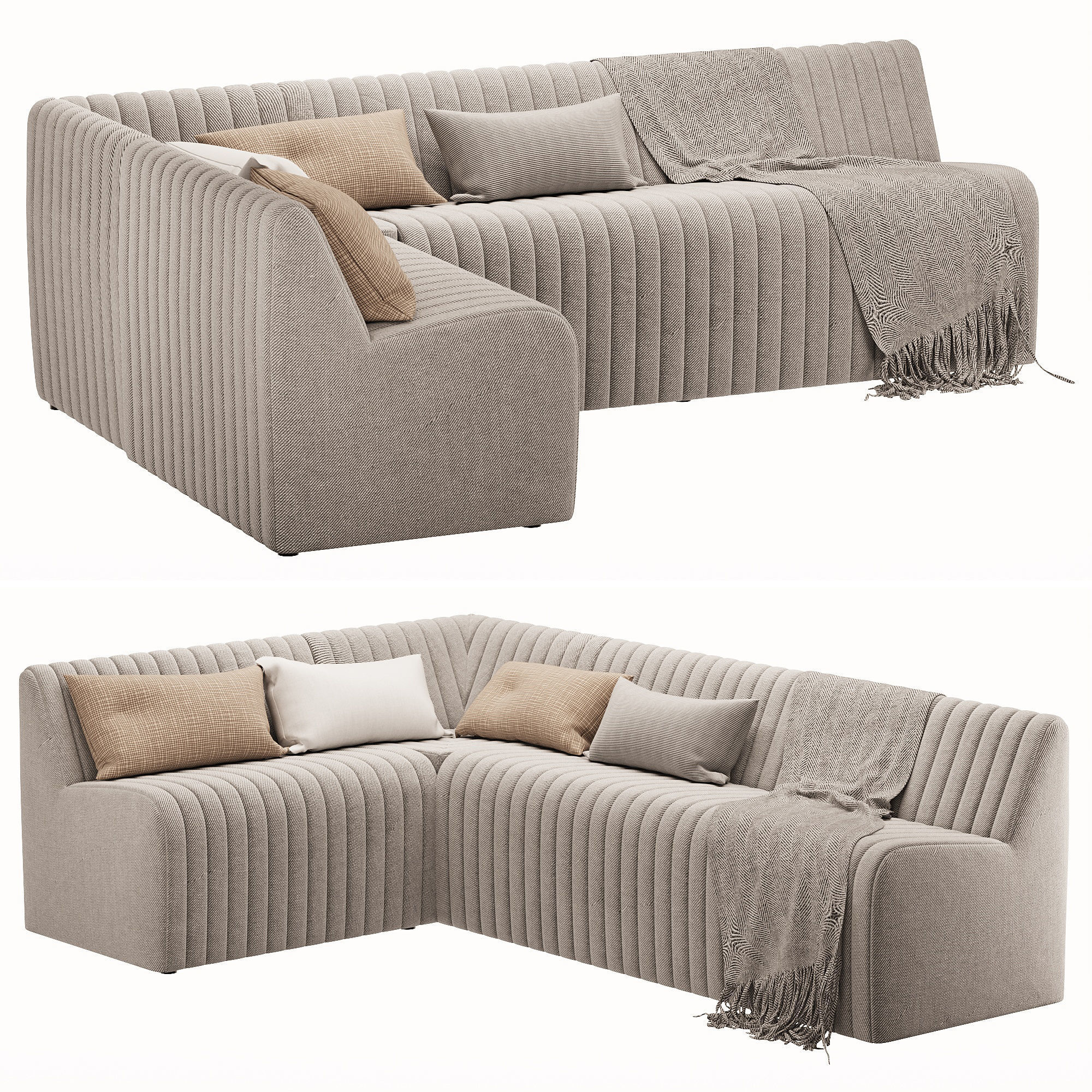 Augustine Dining Banquette L Shape Orly Natural 3D model_1